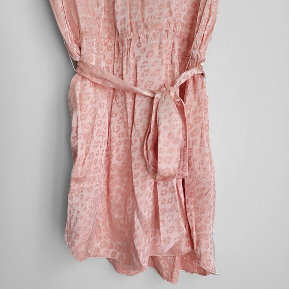 HP! NWT Joie Daran Sunset Blush Leopard Print Lustrous Satin Mini Shirt Dress - Picture 9 of 16